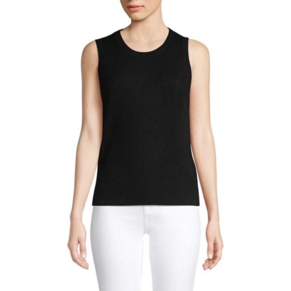 NWOT Lord & Taylor Cashmere Black Medium Vest Rib
